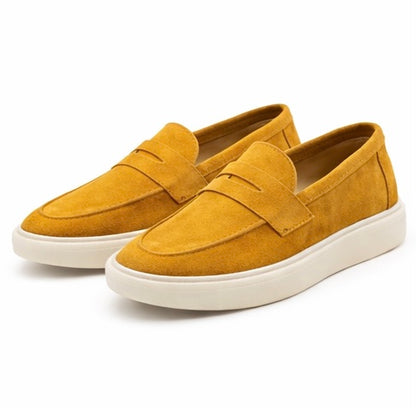 MEN PREMIUM SUEDE PENNY LOAFERS – MUSTARD