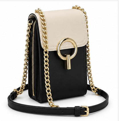 BLACK & CREAM CHAIN STRAP MINI BAG