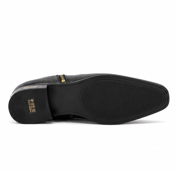 Black Penny Loafer Style Leather Ankle Boots For Men