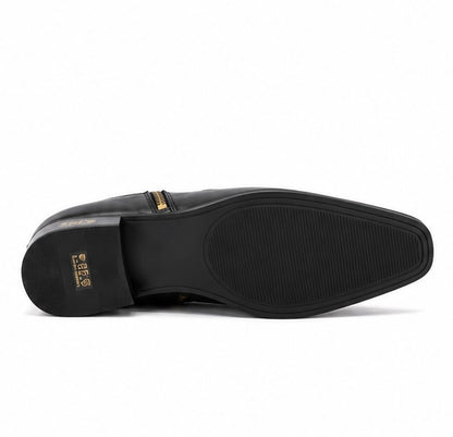 Black Penny Loafer Style Leather Ankle Boots For Men