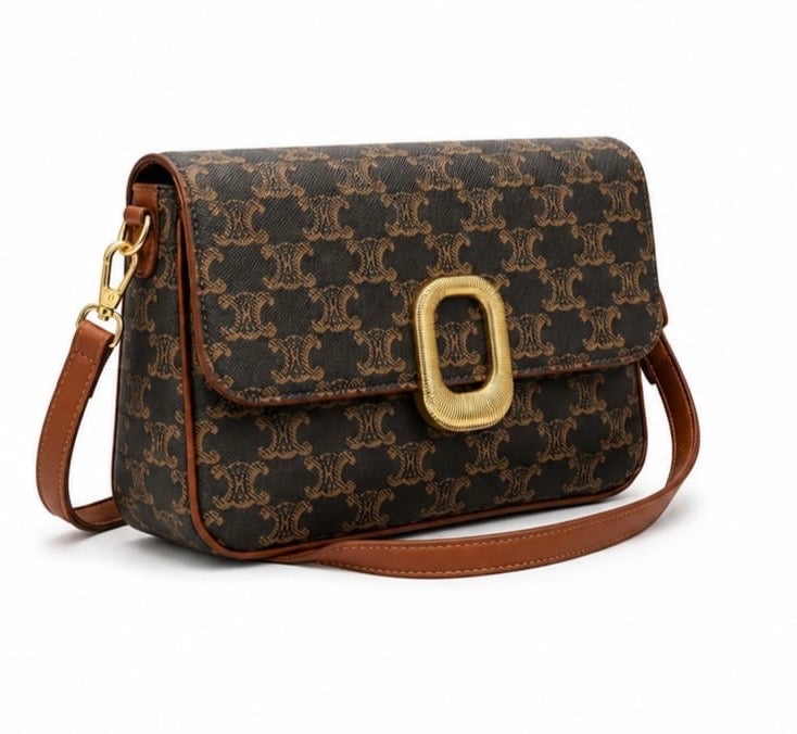VINTAGE MONOGRAM PRINT CROSSBODY SHOULDER BAG