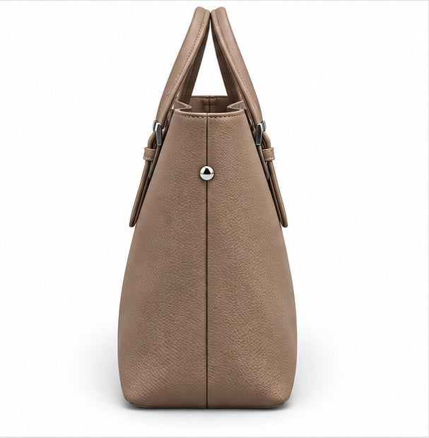 BROWN STRUCTURED TOTE HANDBAG