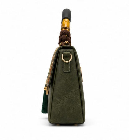 HANDCRAFTED FLORAL TOP HANDLE BAG