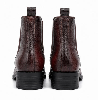 MEN’S PREMIUM DARK BROWN CHELSEA BOOTS – PEBBLED LEATHER FORMAL & CASUAL ANKLE BOOTS