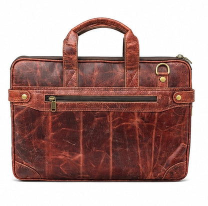 VINTAGE RED BROWN LEATHER LAPTOP BRIEFCASE BAG