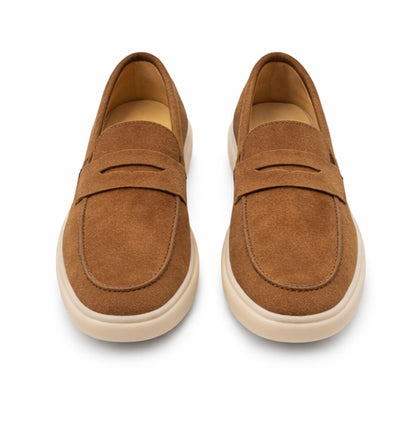 MEN PREMIUM SUEDE PENNY LOAFERS – BROWN