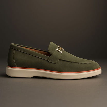 MEN’S OLIVE SUEDE SLIP-ON LOAFERS