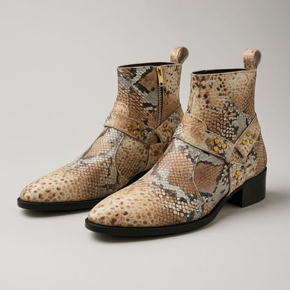LUXURY SNAKESKIN ANKLE BOOTS – NUDE & BLUSH TONES