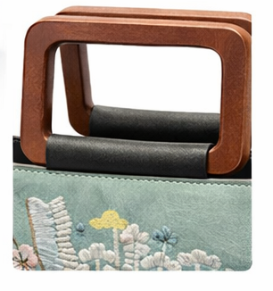 LUXURY EMBROIDERED MINT GREEN TOP HANDLE HANDBAG FOR WOMEN