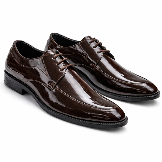 PREMIUM DARK BROWN PATENT LEATHER FORMAL SHOES FOR MEN