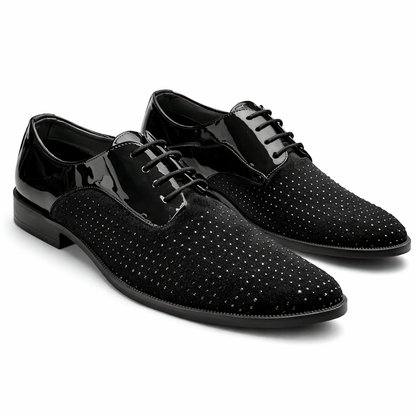 LUXURY BLACK PATENT & SUEDE FORMAL SHOES FOR MEN