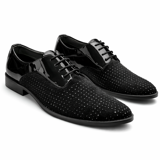 LUXURY BLACK PATENT & SUEDE FORMAL SHOES FOR MEN