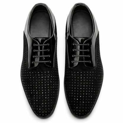 LUXURY BLACK PATENT & SUEDE FORMAL SHOES FOR MEN