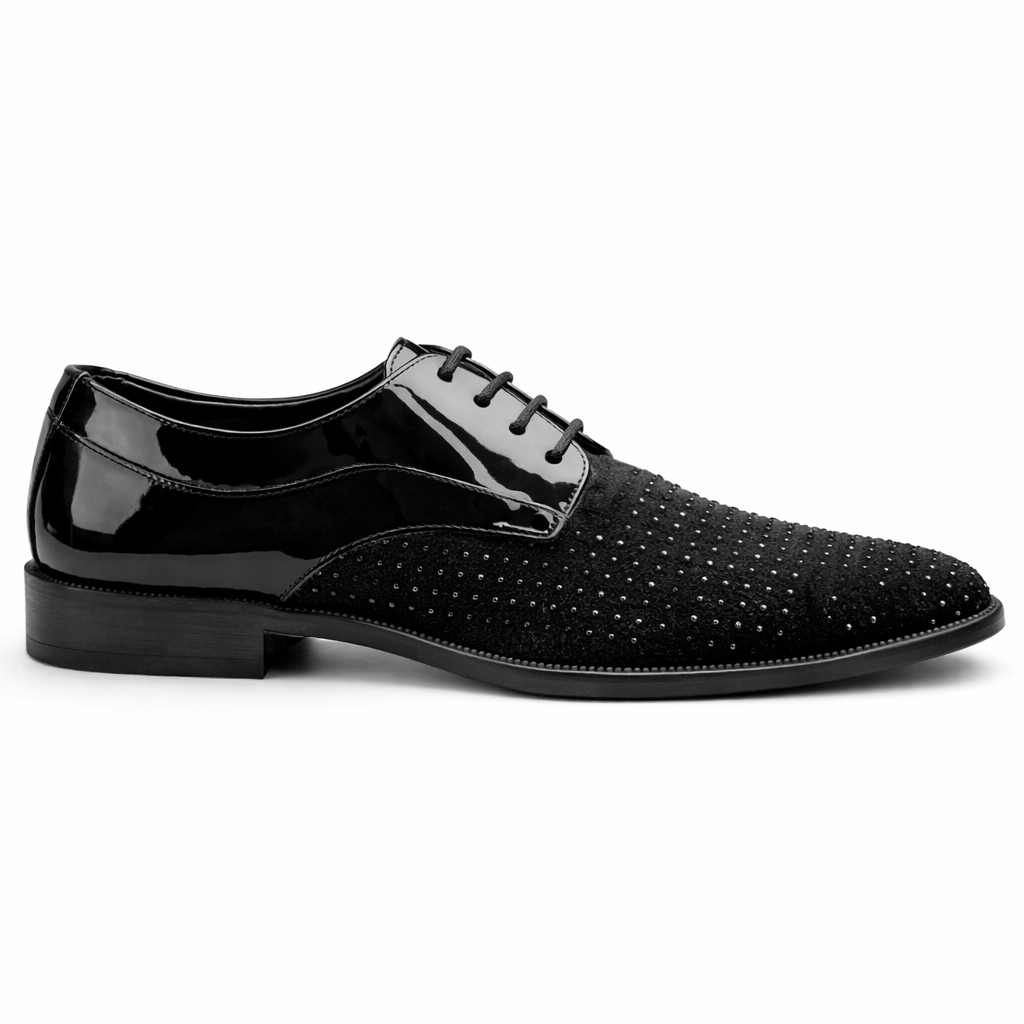 LUXURY BLACK PATENT & SUEDE FORMAL SHOES FOR MEN