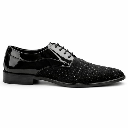 LUXURY BLACK PATENT & SUEDE FORMAL SHOES FOR MEN