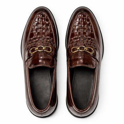 PREMIUM BROWN PATENT LEATHER LOAFERS FOR MEN