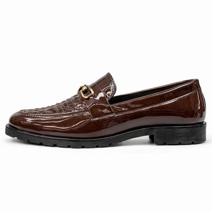 PREMIUM BROWN PATENT LEATHER LOAFERS FOR MEN