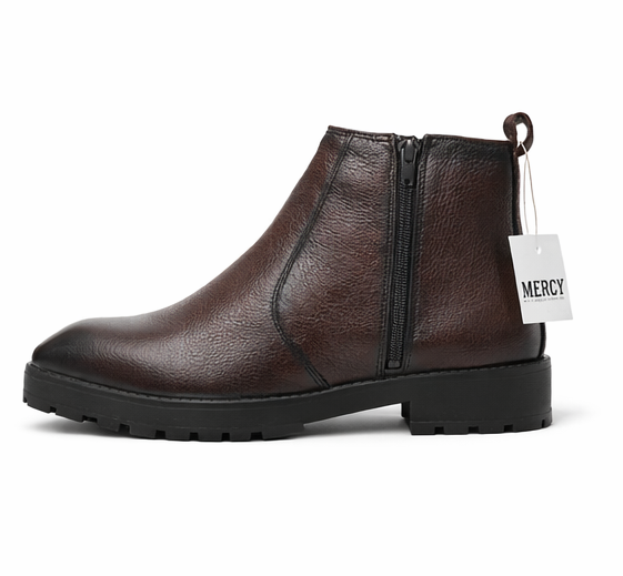 PREMIUM DARK BROWN ZIP CHELSEA BOOTS