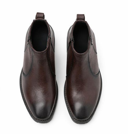 PREMIUM DARK BROWN ZIP CHELSEA BOOTS