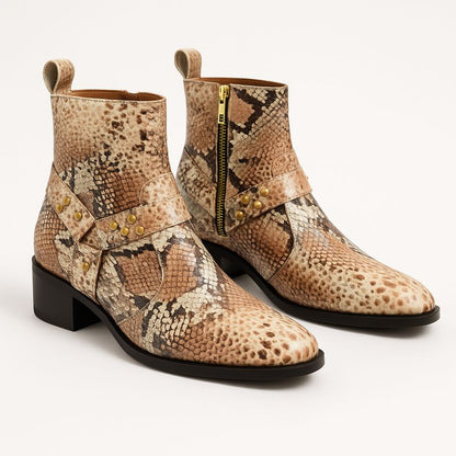 LUXURY SNAKESKIN ANKLE BOOTS – NUDE & BLUSH TONES
