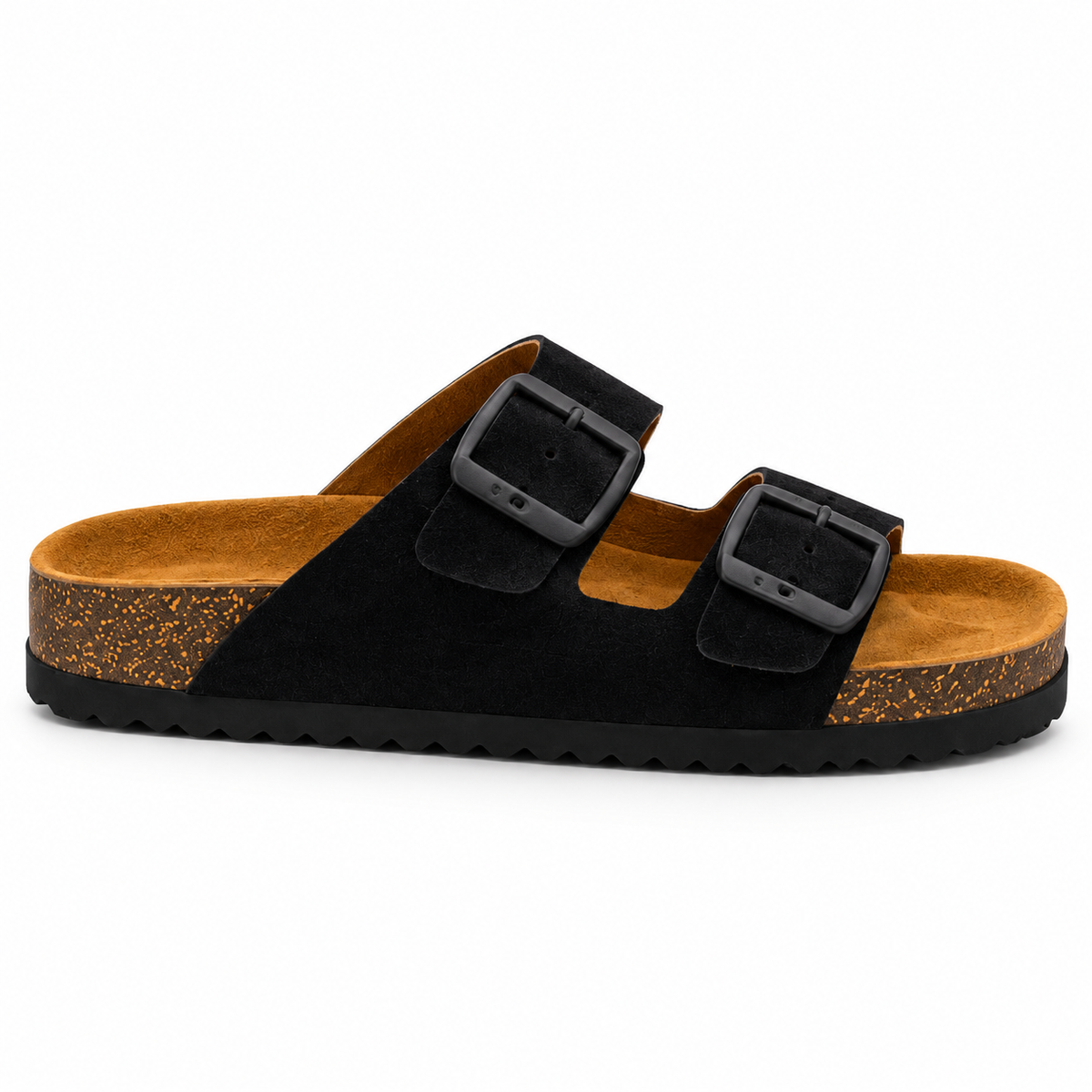 MEN’S DOUBLE-BUCKLE COMFORT SANDALS – BLACK