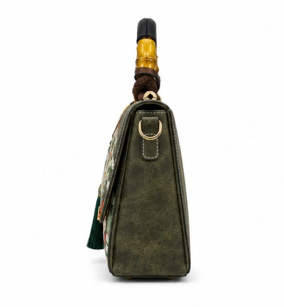 LUXURY FLORAL EMBROIDERED TOP HANDLE SATCHEL BAG