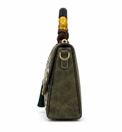 LUXURY FLORAL EMBROIDERED TOP HANDLE SATCHEL BAG