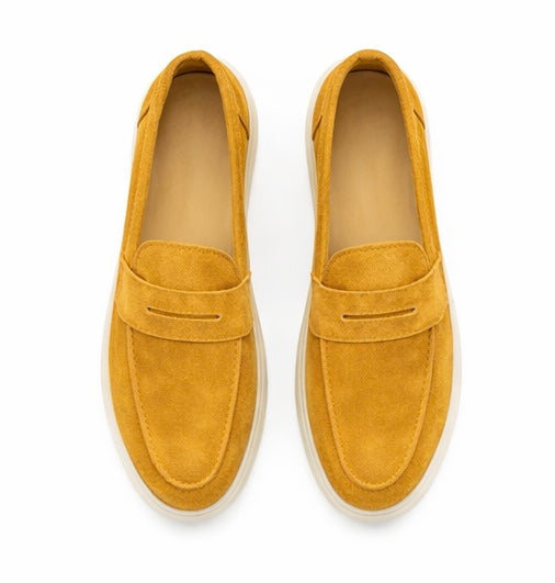 MEN PREMIUM SUEDE PENNY LOAFERS – MUSTARD