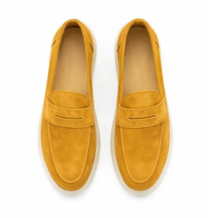 MEN PREMIUM SUEDE PENNY LOAFERS – MUSTARD
