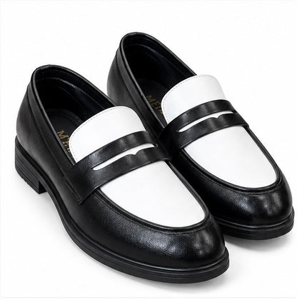 BLACK & WHITE TWO-TONE PENNY LOAFERS FOR MEN