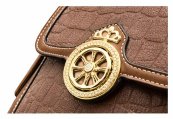BROWN CROC TEXTURE LUXURY HANDBAG FOR WOMEN
