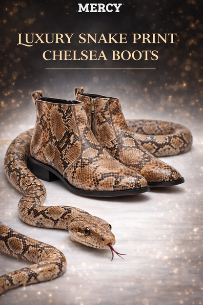 MERCY SNAKE PRINT CHELSEA BOOTS WITH ZIP