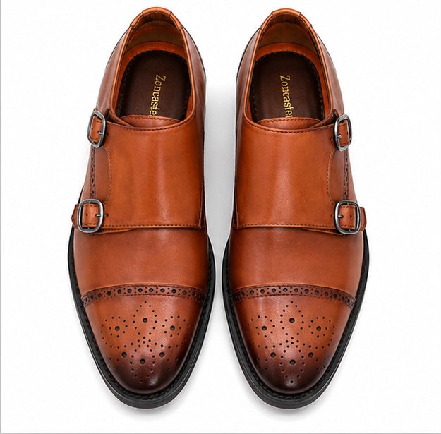 PREMIUM TAN DOUBLE MONK STRAP SHOES FOR MEN – LUXURY BROGUE FORMAL LEATHER DRESS SHOES