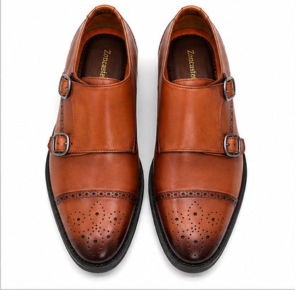 PREMIUM TAN DOUBLE MONK STRAP SHOES FOR MEN – LUXURY BROGUE FORMAL LEATHER DRESS SHOES