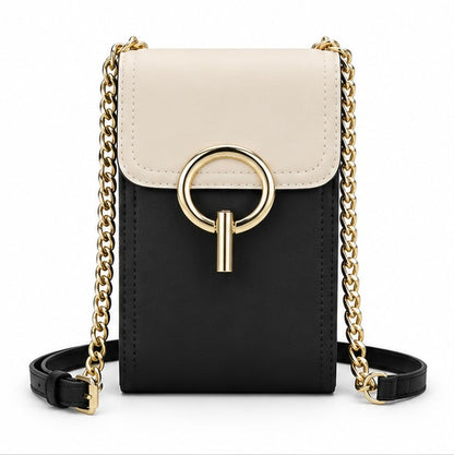 BLACK & CREAM CHAIN STRAP MINI BAG
