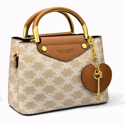 LUXURY MONOGRAM TOP HANDLE HANDBAG WITH HEART CHARM
