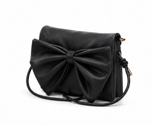 SAGE BLACK BOW CLUTCH SHOULDER BAG