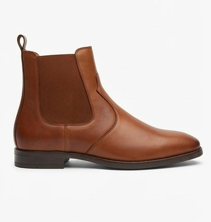 MEN’S CLASSIC TAN CHELSEA BOOTS – SMOOTH LEATHER FORMAL ANKLE BOOTS
