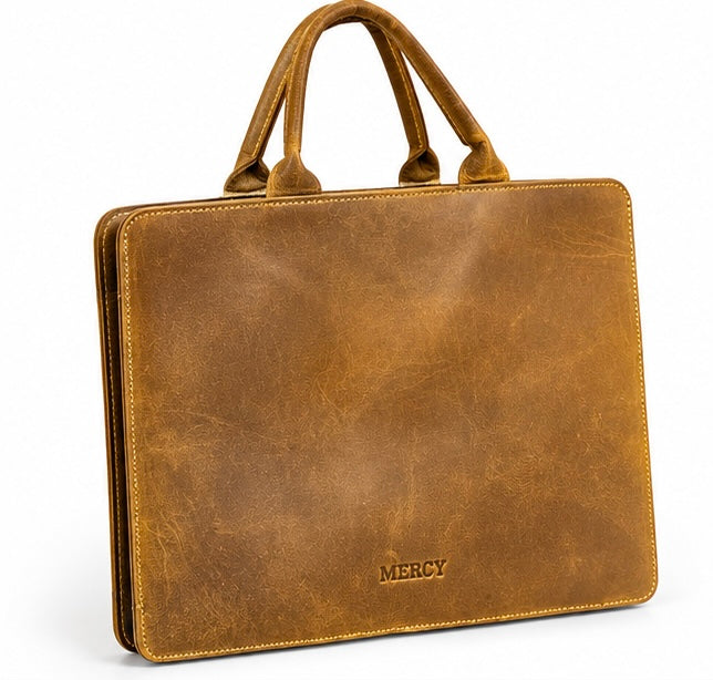 VINTAGE LEATHER LAPTOP BAG – TAN