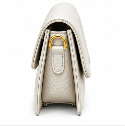 WHITE QUILTED FLAP SHOULDER BAG