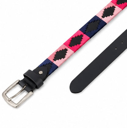 BLACK, PINK & NAVY GEOMETRIC WOVEN BELT