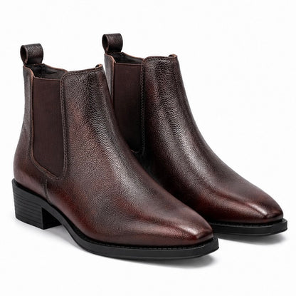MEN’S PREMIUM DARK BROWN CHELSEA BOOTS – PEBBLED LEATHER FORMAL & CASUAL ANKLE BOOTS