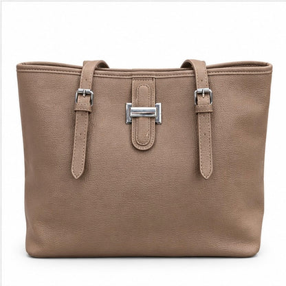 TAUPE STRUCTURED TOTE HANDBAG