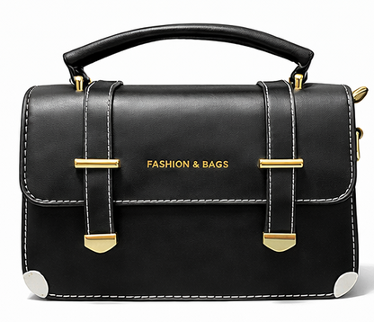 CLASSIC BLACK STRUCTURED TOP HANDLE HANDBAG