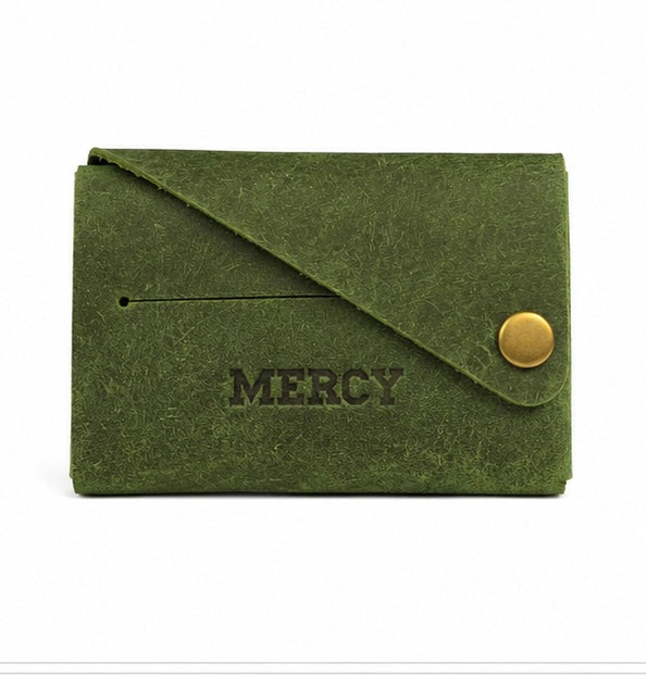 MERCY VINTAGE GREEN GENUINE LEATHER SLIM CARD HOLDER WALLET