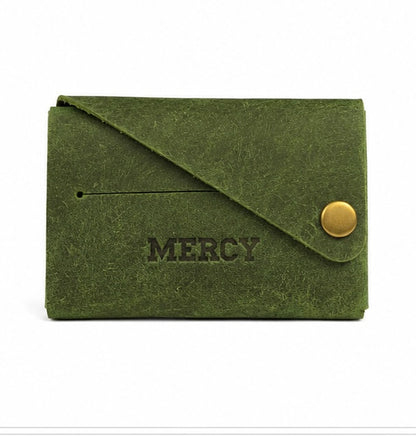 MERCY VINTAGE GREEN GENUINE LEATHER SLIM CARD HOLDER WALLET