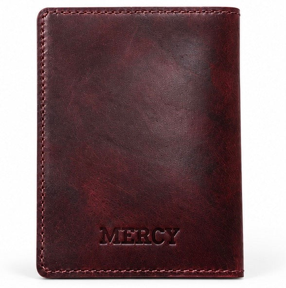 VINTAGE LEATHER PASSPORT HOLDER – BURGUNDY