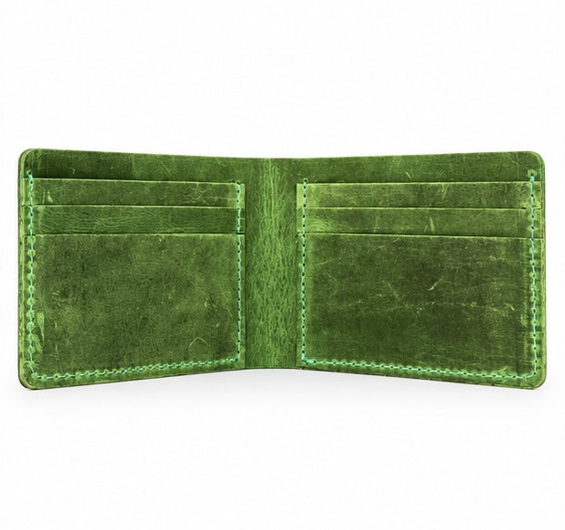 MERCY VINTAGE GREEN LEATHER BIFOLD WALLET