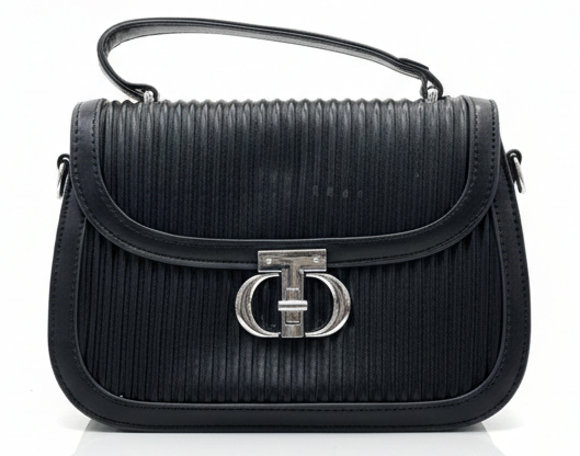 ELEGANT BLACK STRUCTURED SHOULDER HANDBAG FOR WOMEN