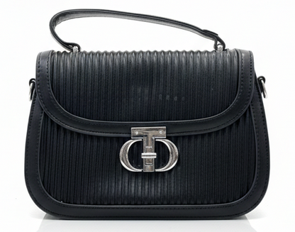 ELEGANT BLACK STRUCTURED SHOULDER HANDBAG FOR WOMEN
